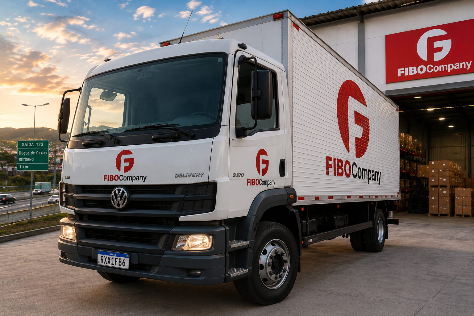 Caminhão da FIBOCompany em operação logística própria
